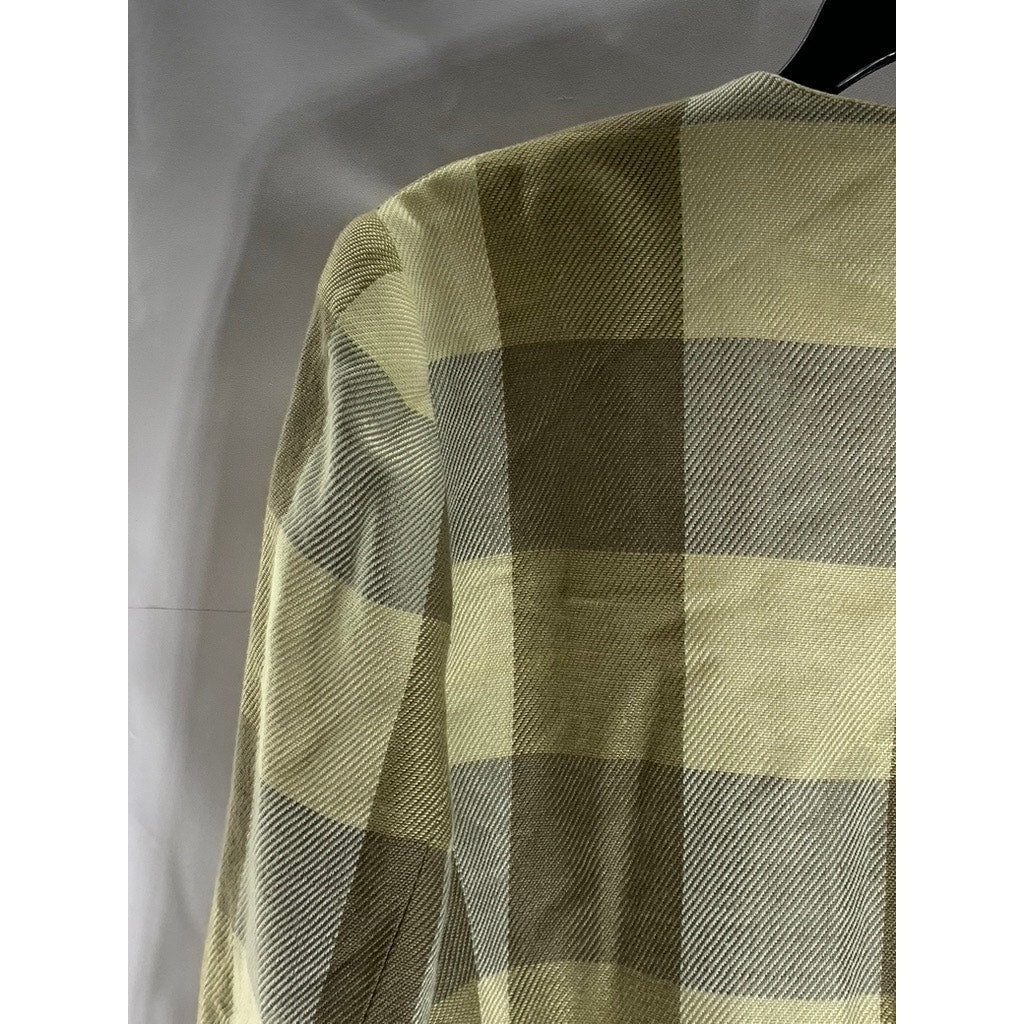 KASPER FOR ASL Women's Vintage Green/Brown Plaid Double Breast Blazer SZ 4