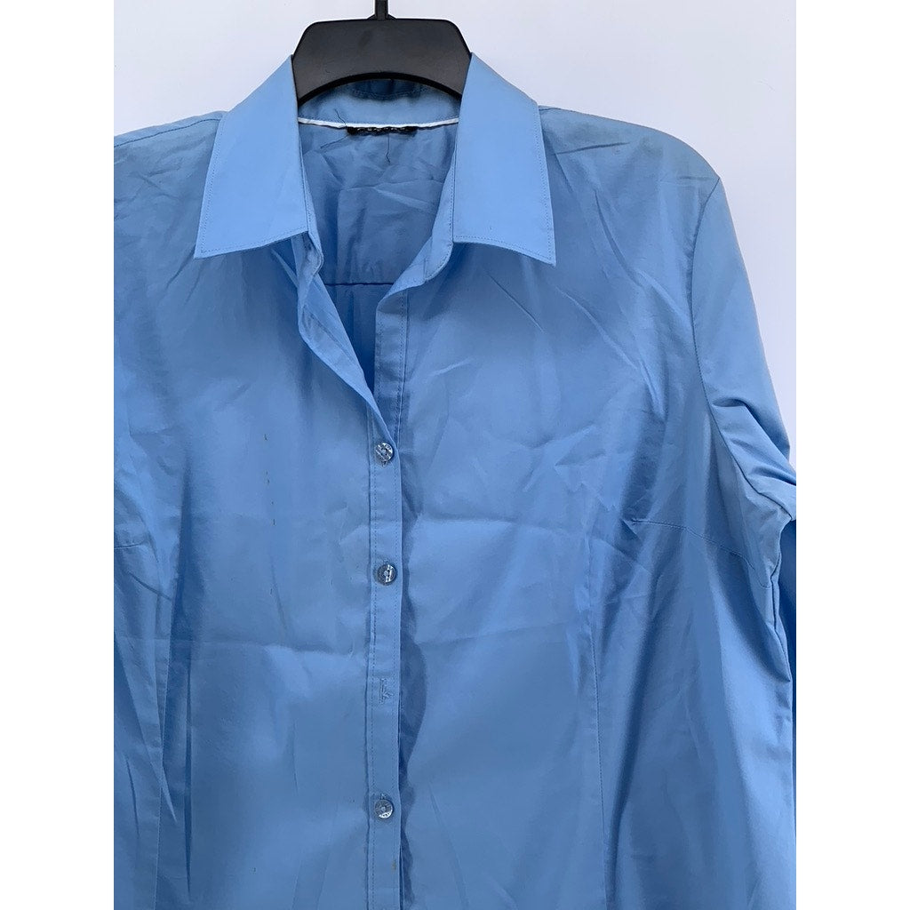 GEORGE Women's Blue Lightweight Button-Up Long Sleeve Top SZ S