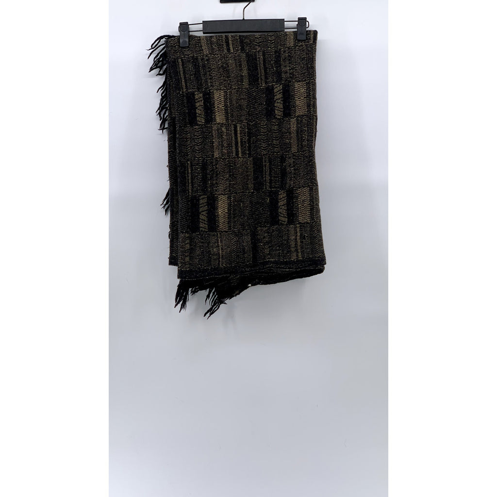 UNBRANDED Women's Brown-Black Fringe Knit Scarf SZ OS
