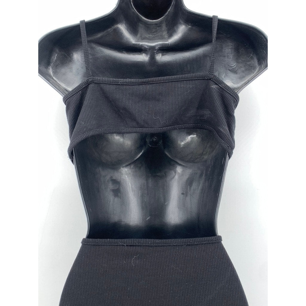 WINDSOR Women's Black Ribbed Cutout V-Neck Maxi Dress SZ L
