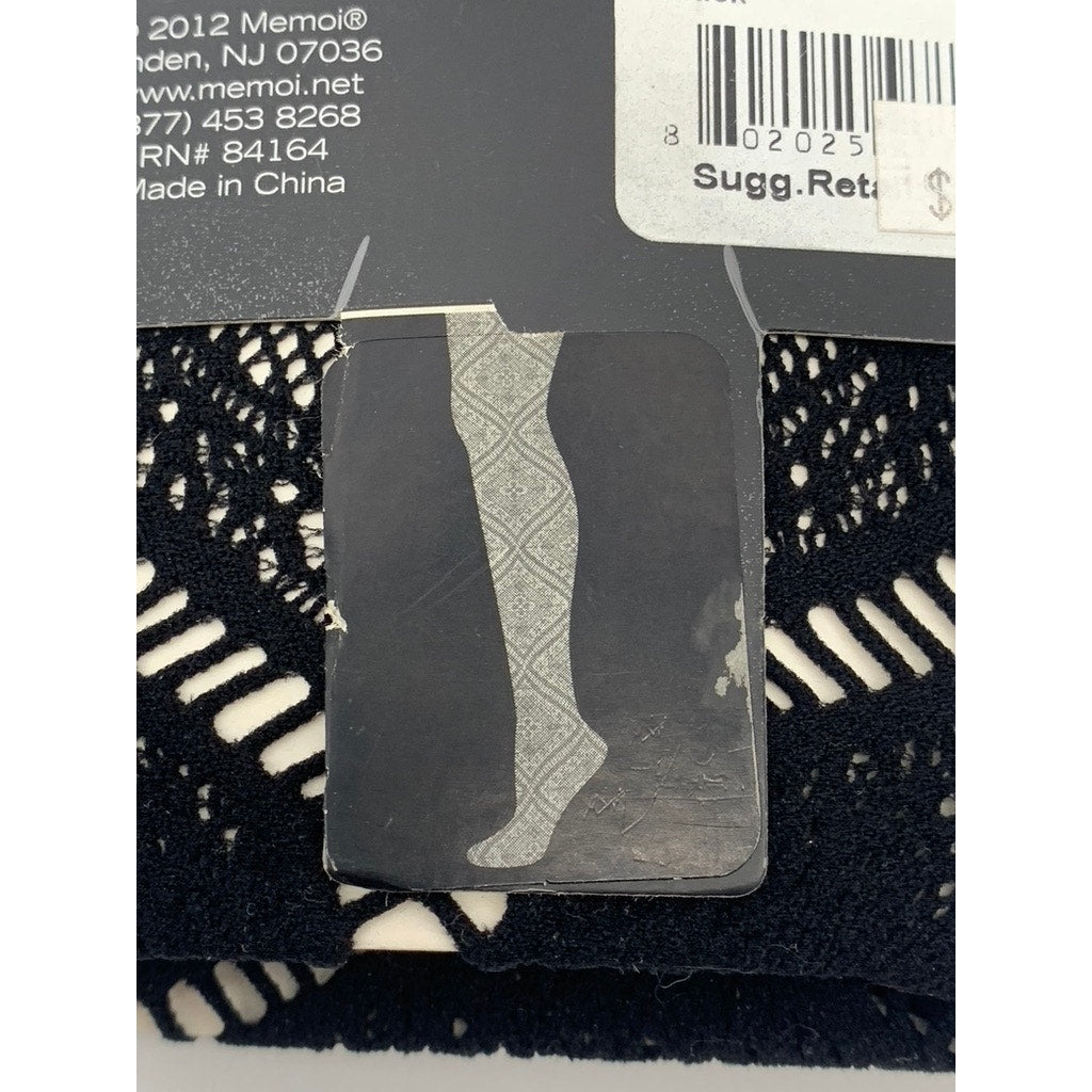 MEMOI Women's Black Artistic Edge Cutout Stretch Pull-On Fashion Tights SZ S/M