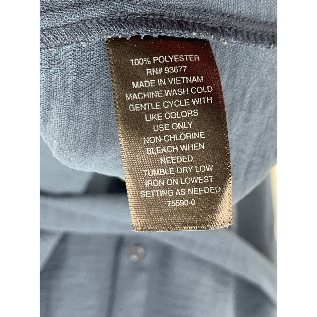 WORTHINGTON Women's Blue Button-Up Short Sleeve Belted Dress SZ L