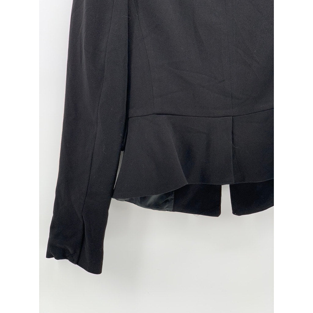 APT. 9 Women's Black Solid Hook & Bar V-Neck Long Sleeve Blazer SZ 4