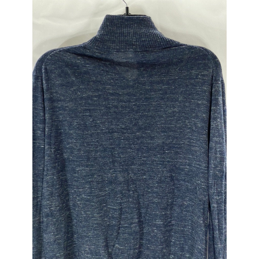 J.CREW Men's Navy Blue Half-Zip Stand Collar Cotton-Blend Sweater SZ M