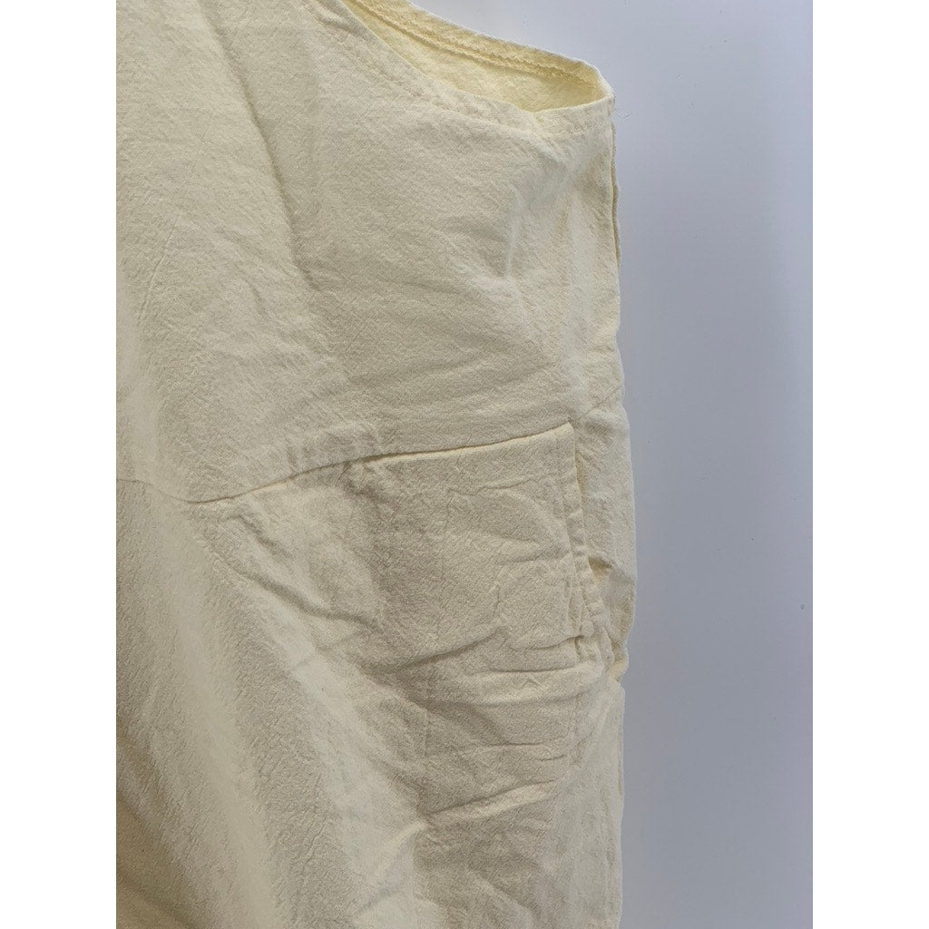 UNBRANDED Women's Beige Cotton-Linen Jumpsuit Overall SZ XL