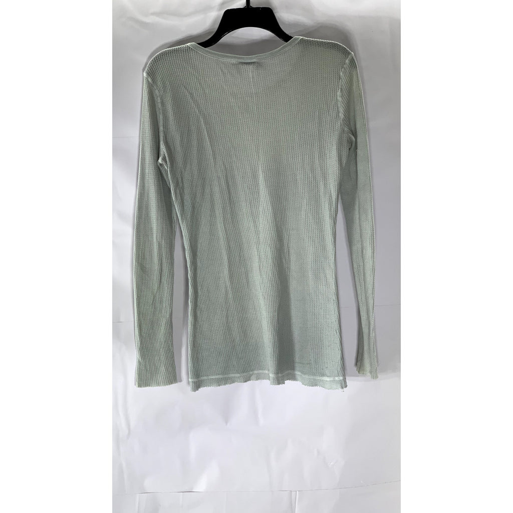 DAMSEL Women's Light Gray Thermal Knit Crewneck Lightweight Long Sleeve Top SZ L