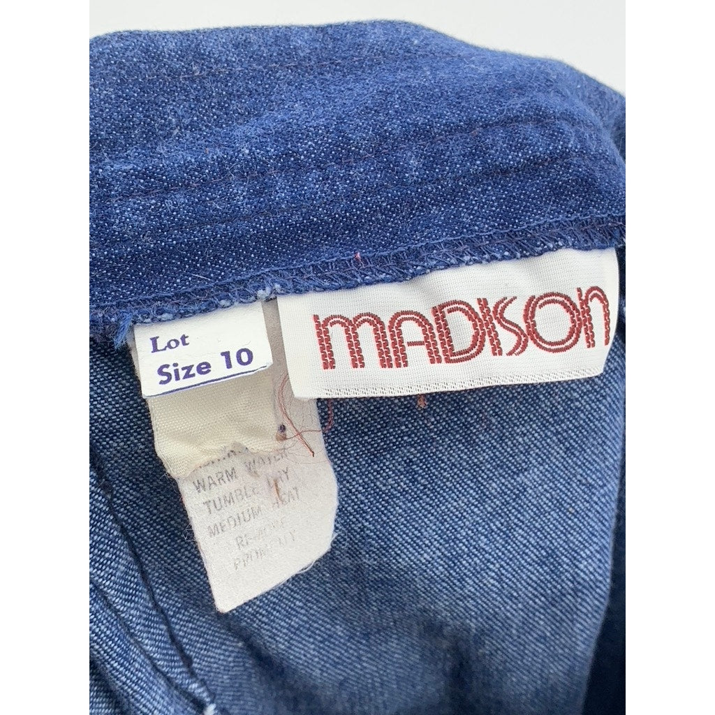 MADISON Women's Vintage 70's Blue Wrap Style A-Line Midi Skirt SZ 10