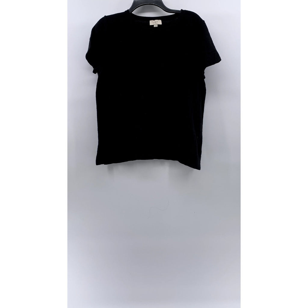 LOFT OUTLET Women's Black Crewneck Short Sleeve Knit Top SZ L