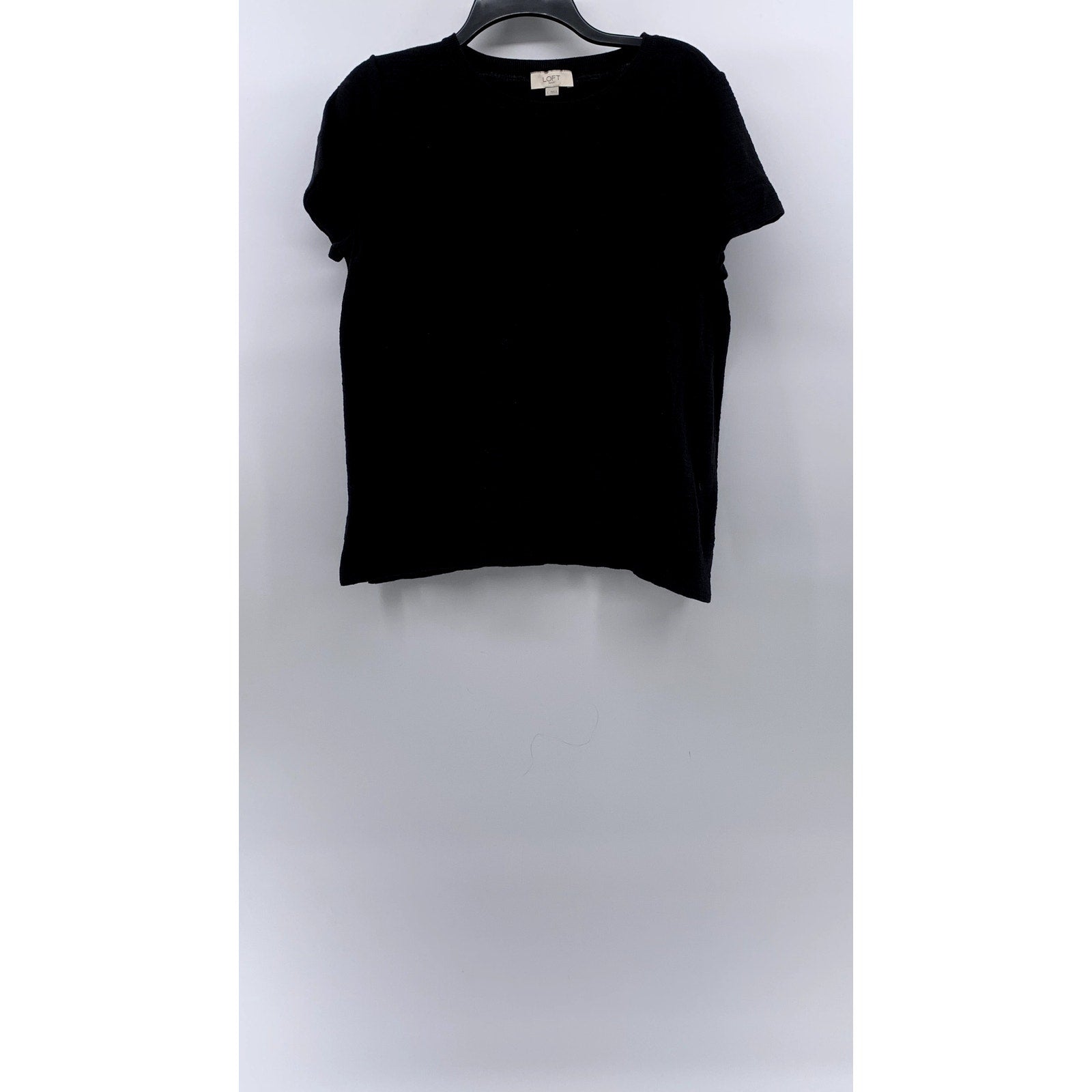 LOFT OUTLET Women's Black Crewneck Short Sleeve Knit Top SZ L
