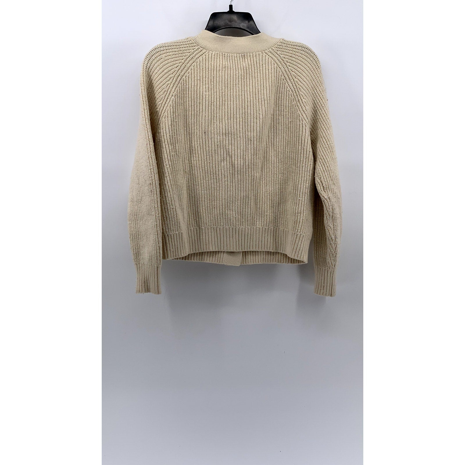 OLD NAVY Women's Beige Ribbed Button-Up V-Neck Long Sleeve Cardigan SZ S