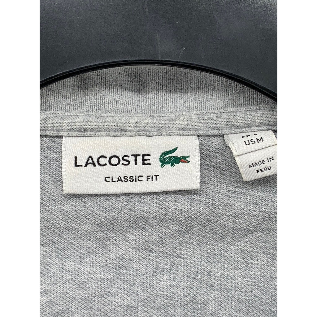 LACOSTE Men's Light Gray Classic-Fit Short Sleeve Polo Shirt SZ M