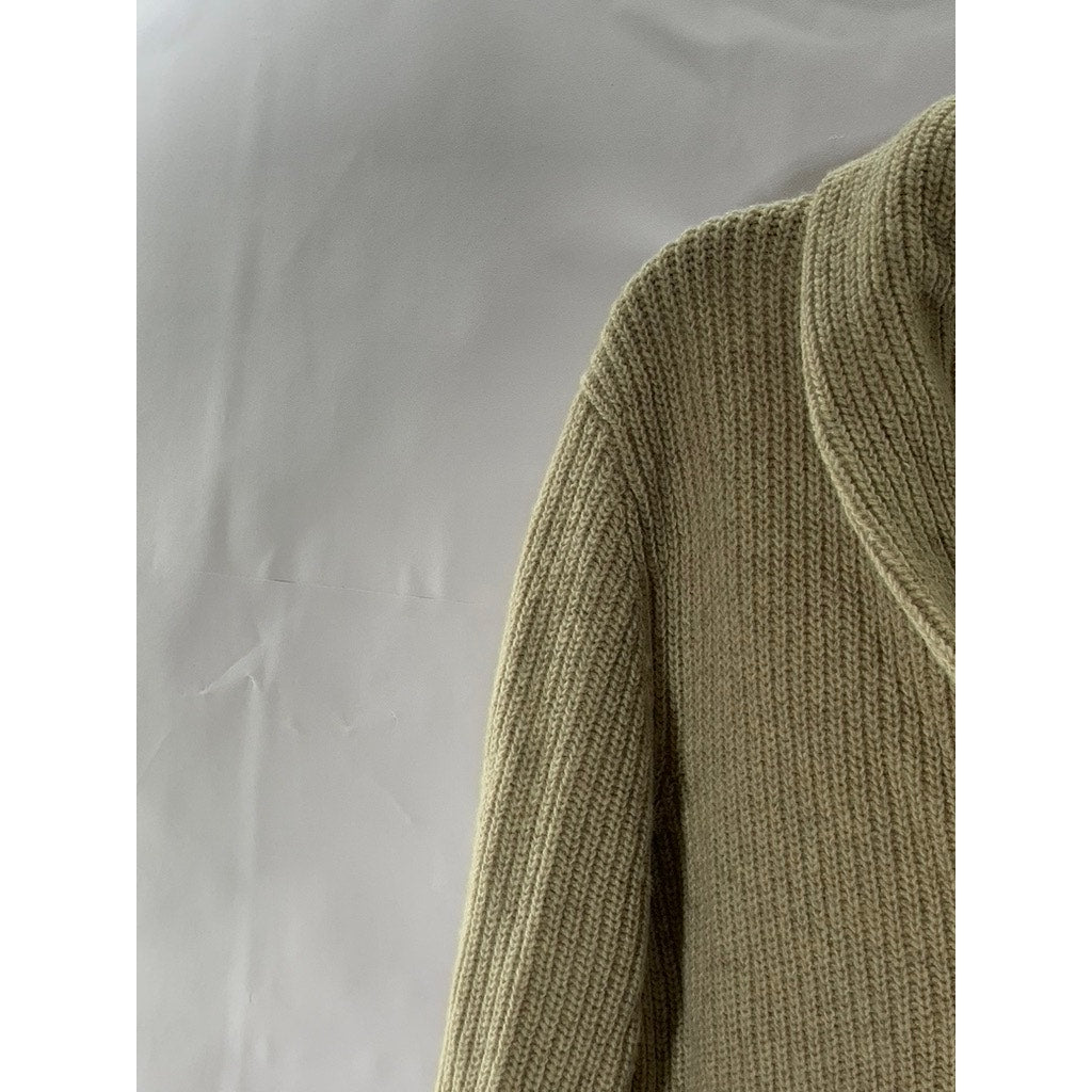 CLUB MONACO Men's Tan Ribbed Shawl-Collar Button-Up Long Sleeve Cardigan SZ M