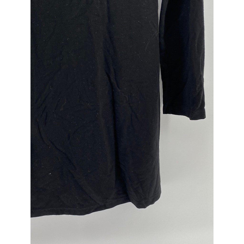 UNBRANDED Women's Black Solid Crewneck Long Sleeve Casual A-Line Mini Dress SZ S