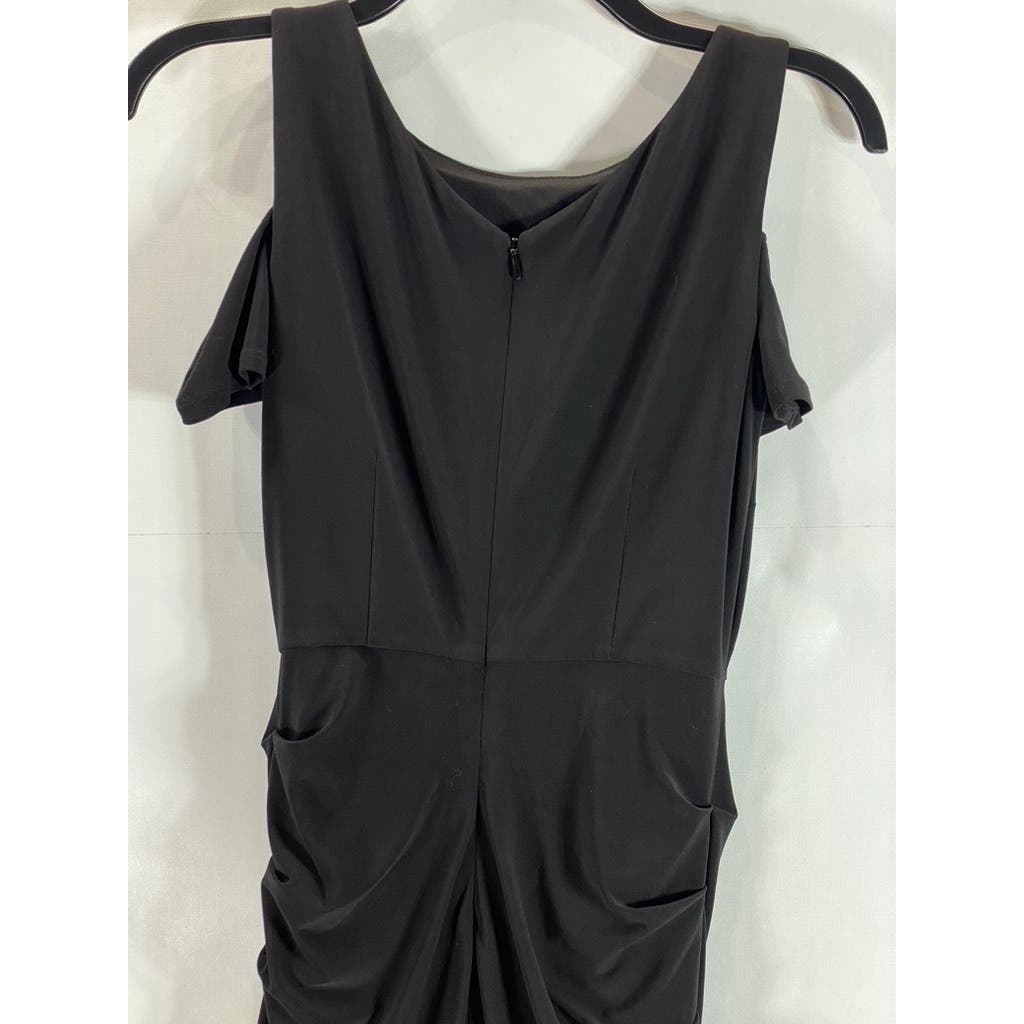LAUNDRY BY SHELLI SEGAL Women's Black Cutout Shoulder Knee Length Dress SZ 0