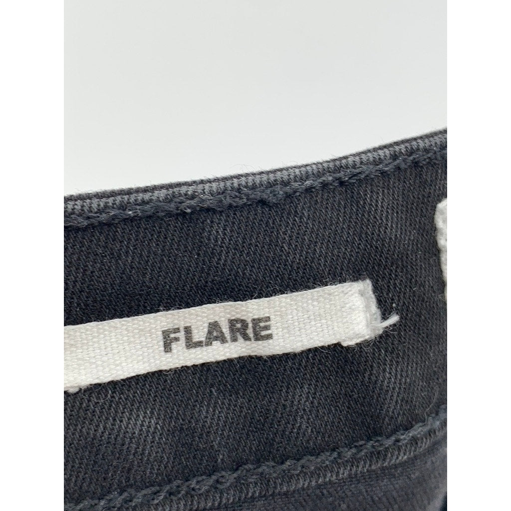 MNG Women's Black Solid Denim Regular-Fit Flare Jeans SZ 2