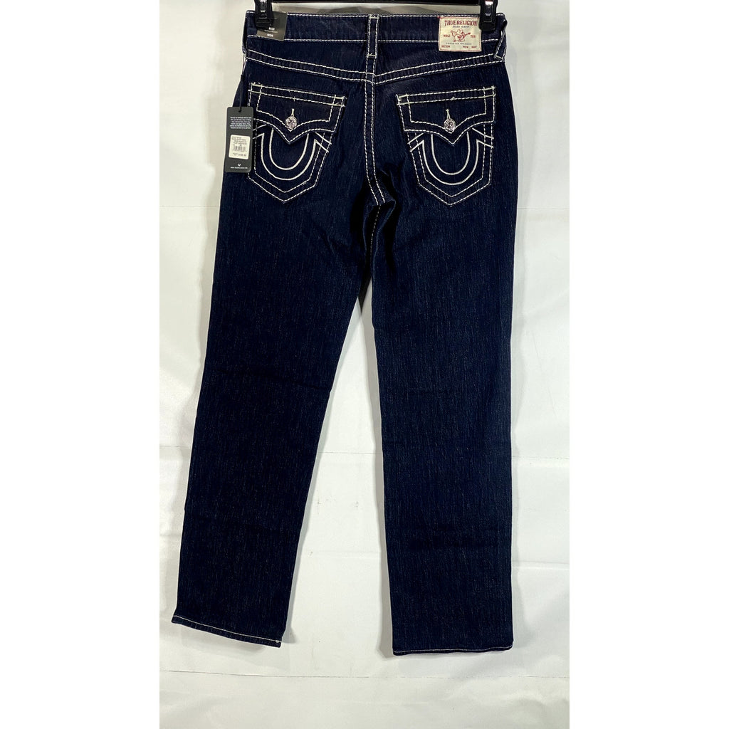 TRUE RELIGION Women's Blue Denim Ricki Relaxed Straight Big T Jean SZ 26
