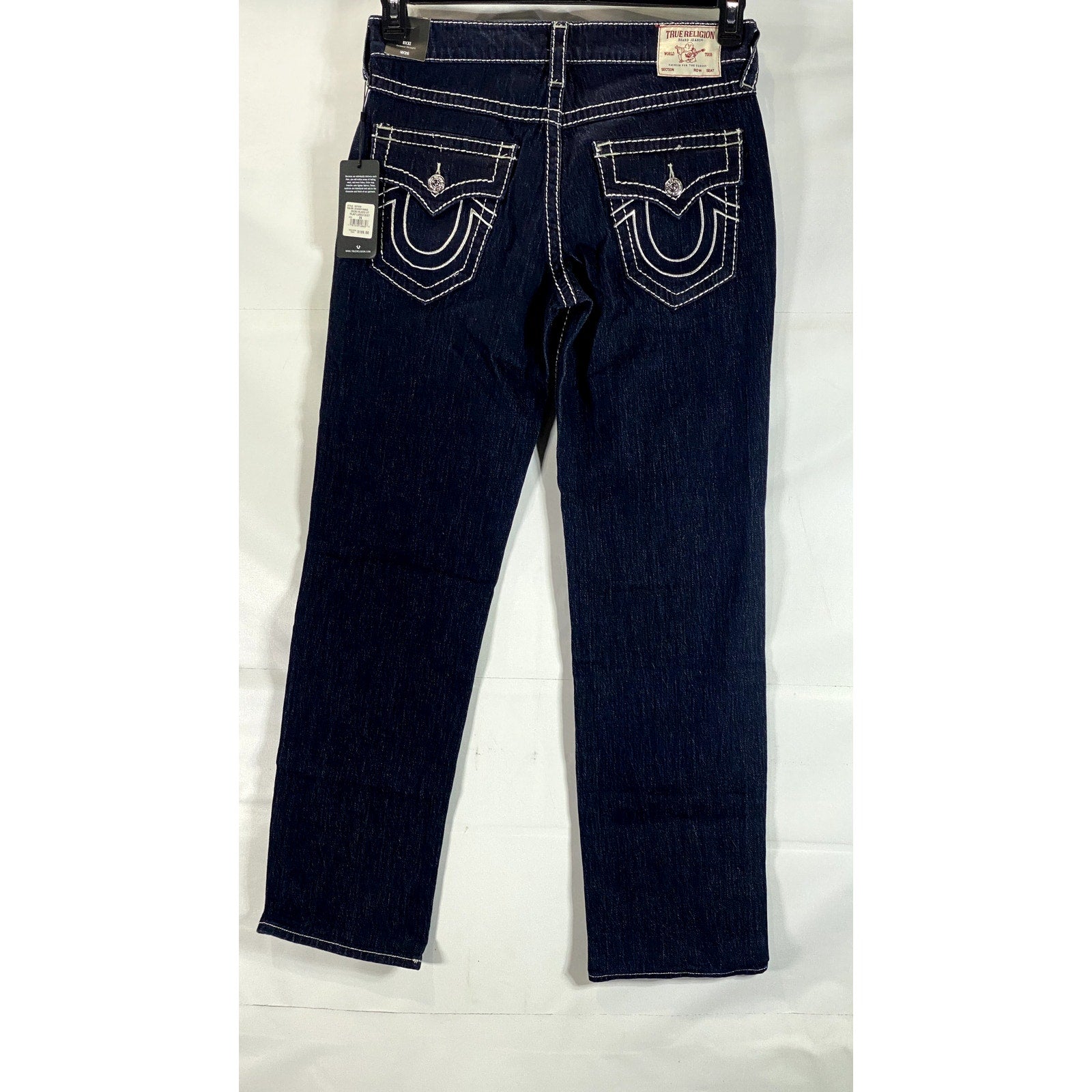 TRUE RELIGION Women's Blue Denim Ricki Relaxed Straight Big T Jean SZ 26