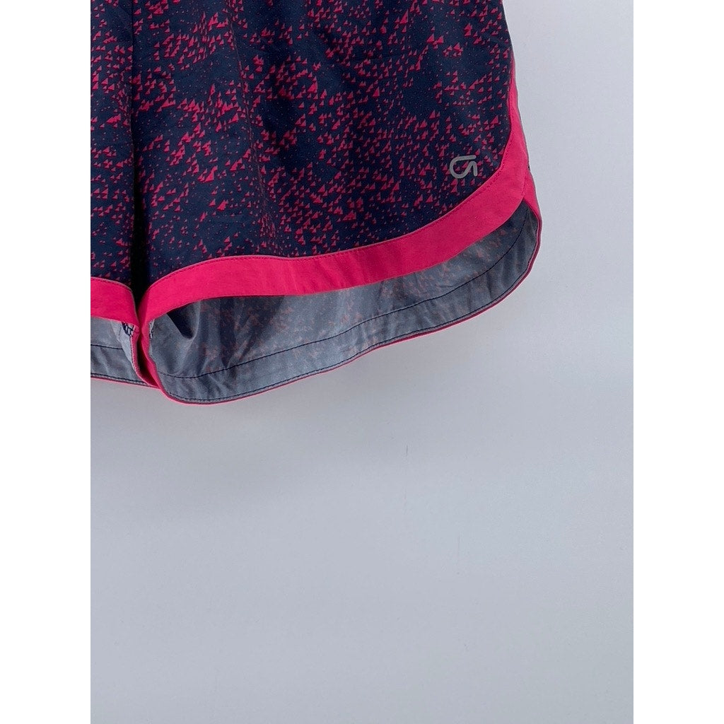 GAPFIT Women’s Pink-Navy Printed Elastic Waist Pull-On Running Shorts SZ S