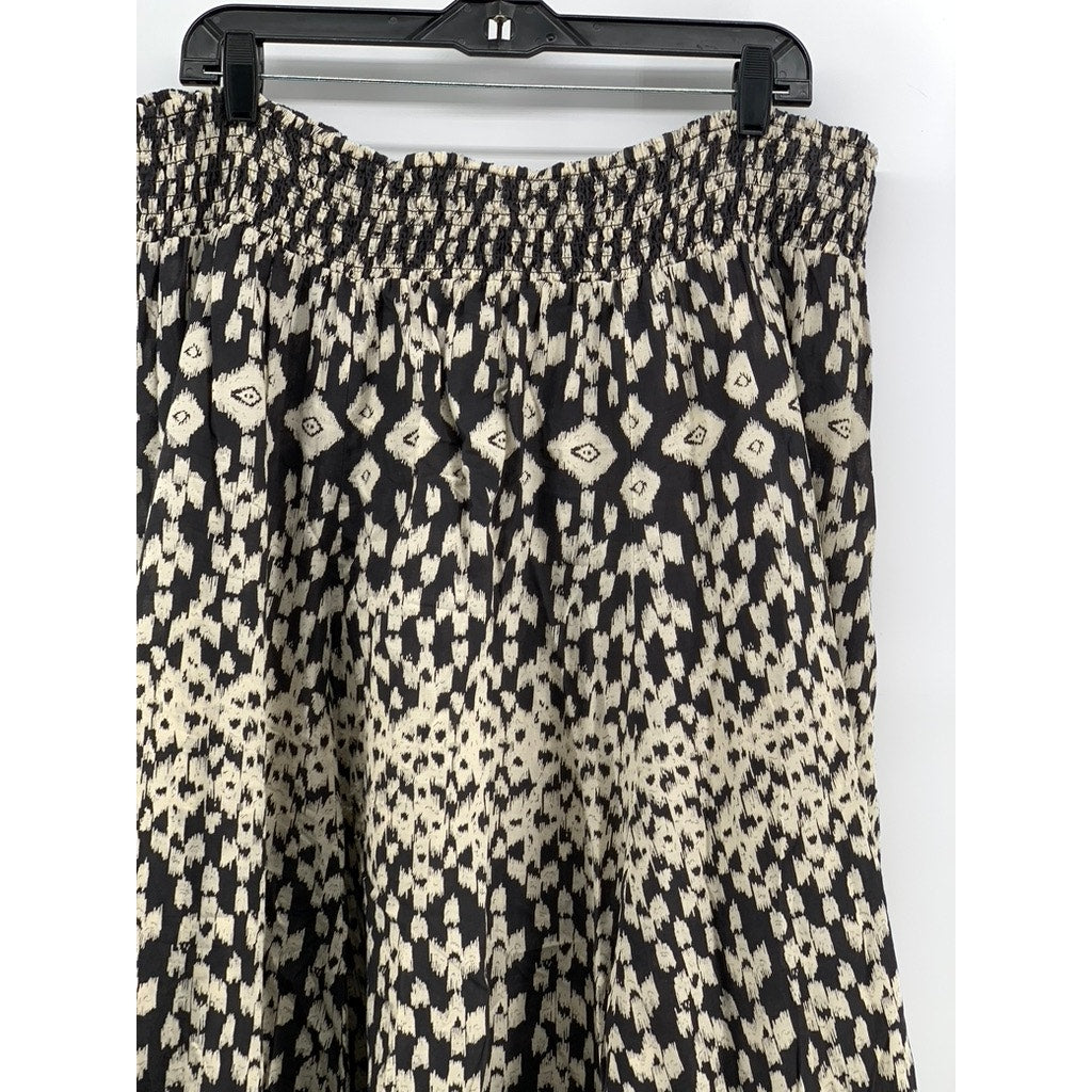 STYLE & CO Women's Plus Black-Beige Printed Beaded Skirt SZ 2X
