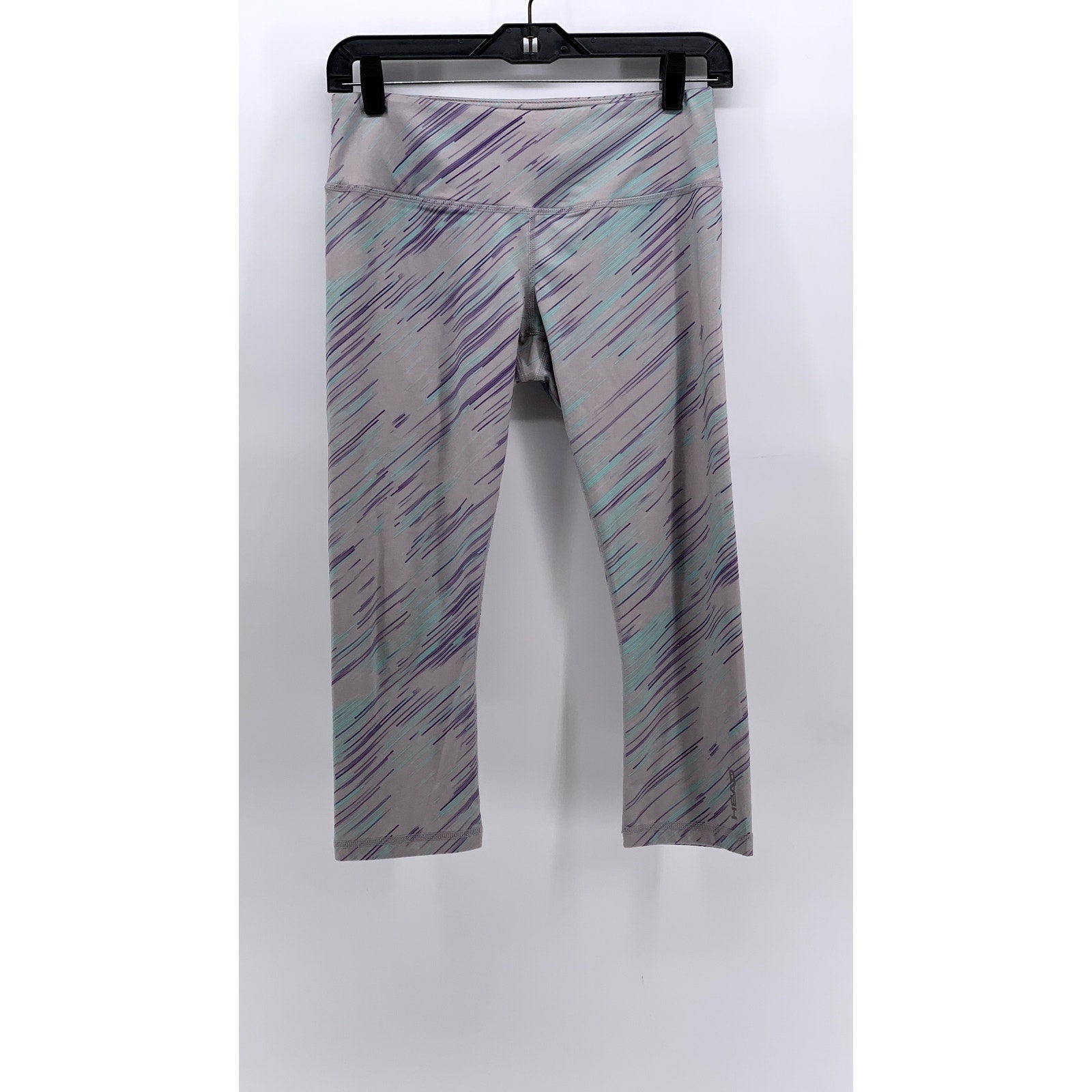 HEAD Women's Gray-Purple Printed Capri Leggings SZ S
