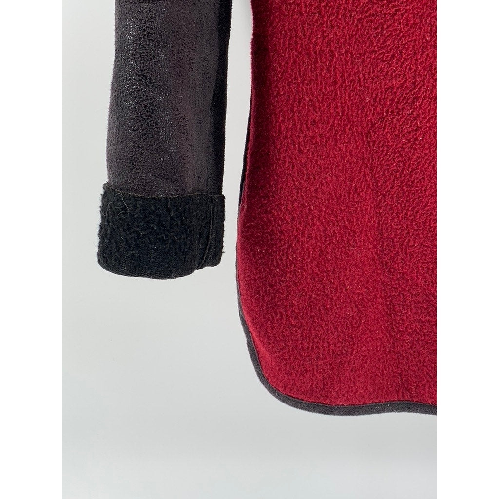 ASOS Women's Red-Black Fleece Button-Down Jacket SZ 6