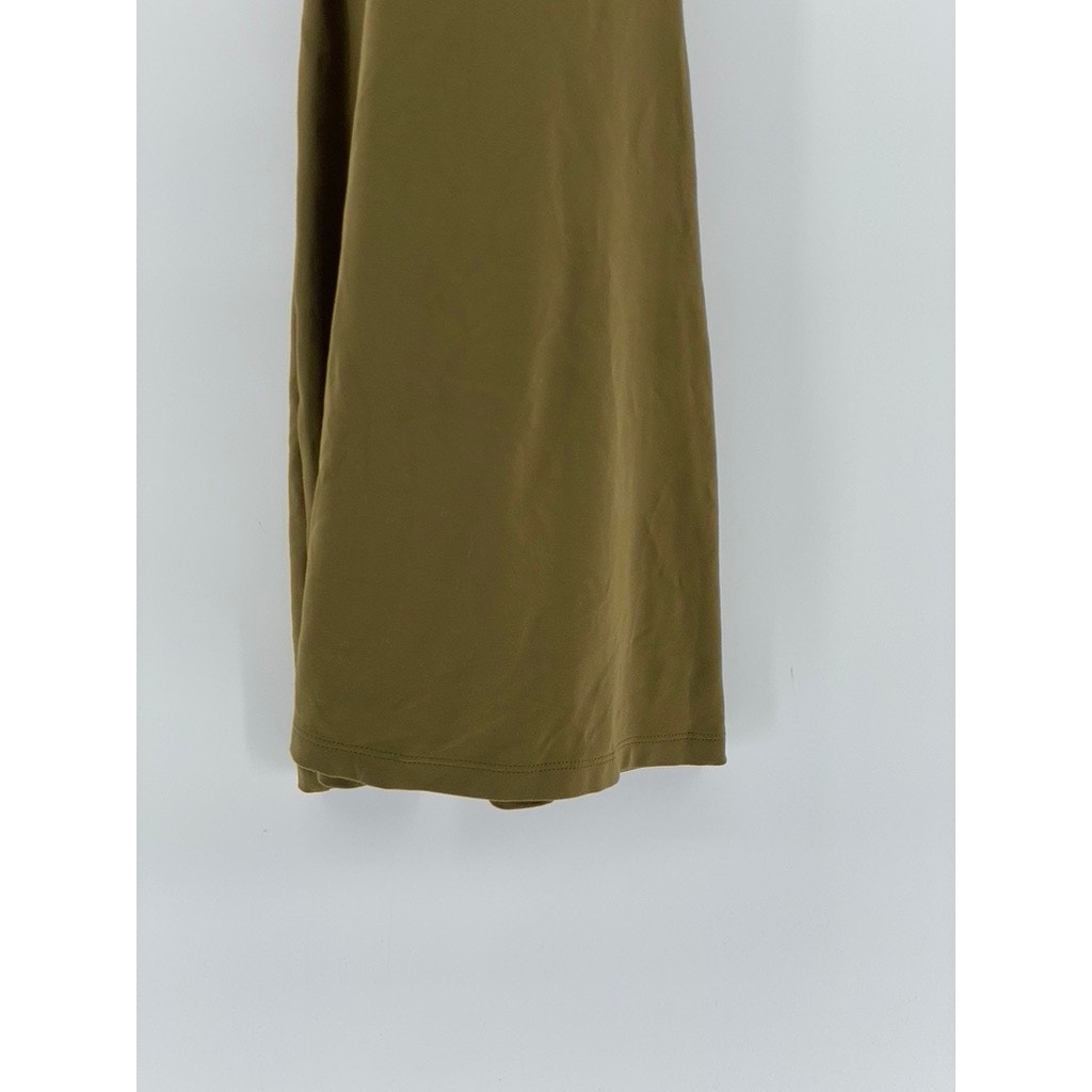 GIRLFRIEND COLLECTIVE Women's Olive Green Cross-Back Halter A-Line Dress SZ S