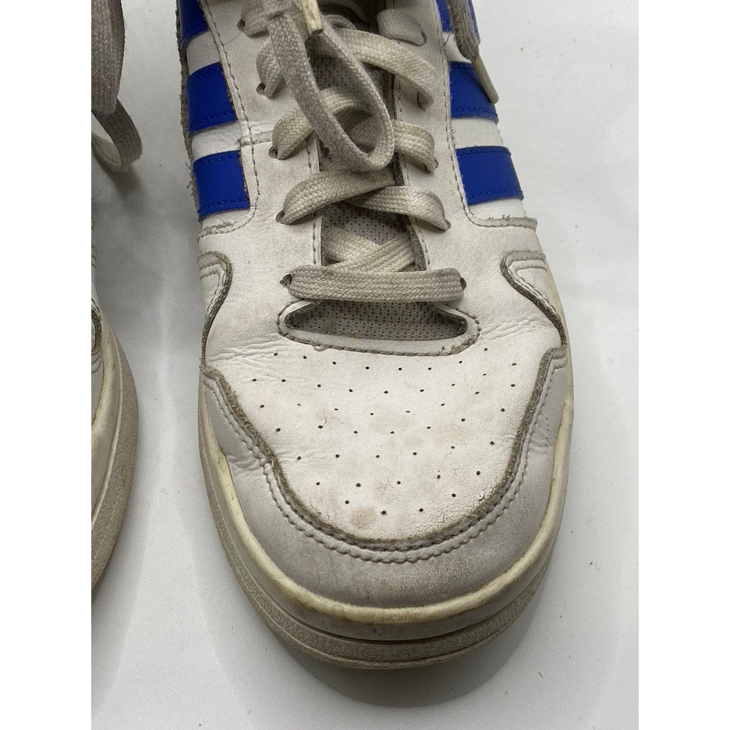 ADIDAS Men's White-Blue Postmove Mid Lace-Up Round-Toe Sneakers SZ 8