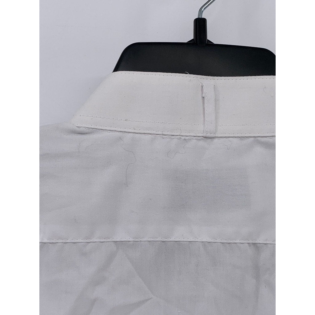 MARTINO COLLECTION By Henry Segal Men's White Pleated Button-Up Shirt SZ L