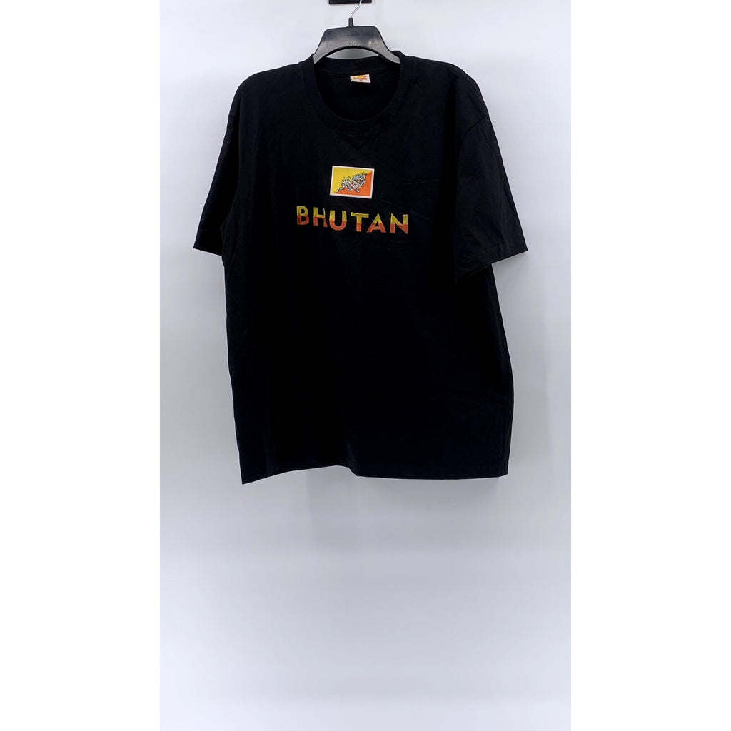 KS MADE IN BHUTAN Men’s Black Logo Crewneck Casual Short Sleeve T-Shirt SZ 2XL