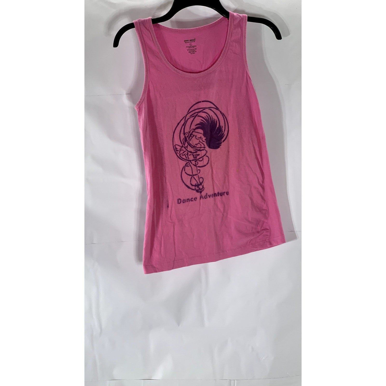EMME JORDAN Women's Scoop-Neck Dance Adventure Graphic Tank Top SZ L