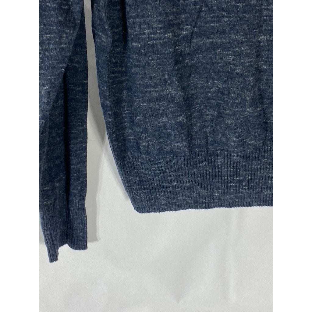 J.CREW Men's Navy Blue Half-Zip Stand Collar Cotton-Blend Sweater SZ M