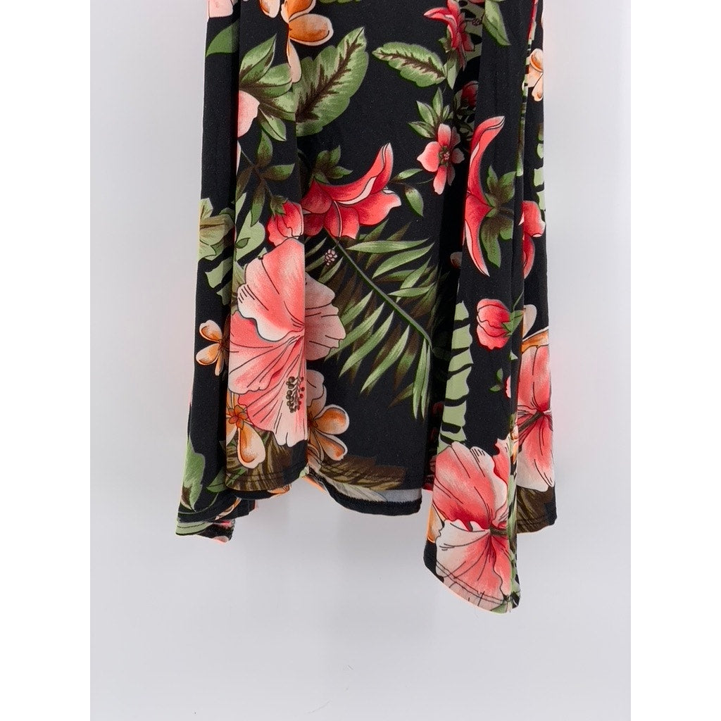 MRT 1030 Women's Black Floral Boho Mini Dress SZ M