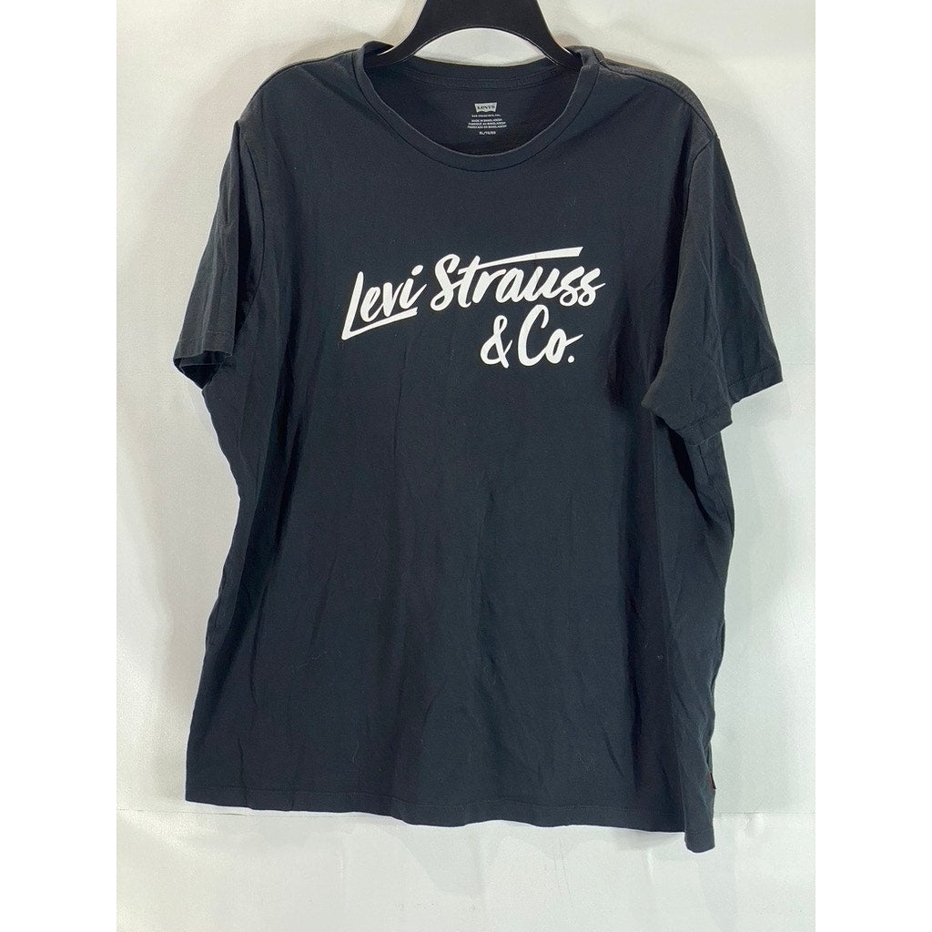 LEVI'S Men's Black Logo Graphic Crewneck Standard-Fit Short Sleeve T-Shirt SZ XL