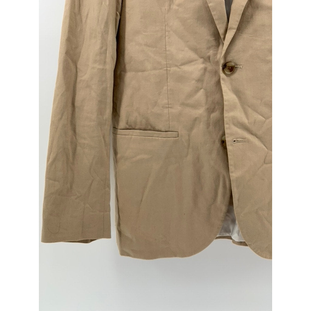 H&M Men's Tan Slim-Fit Solid Two-Button Linen Blend Blazer SZ 40R
