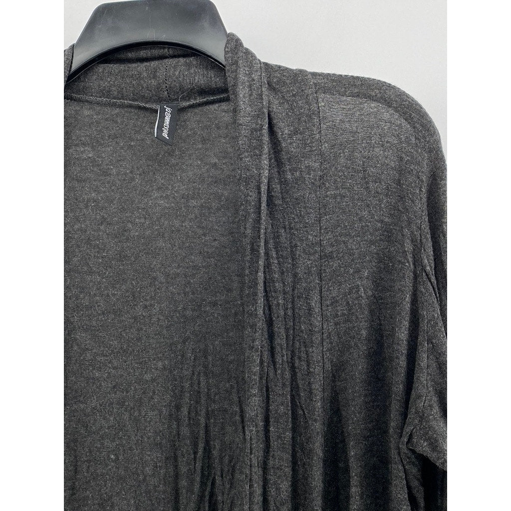 JASON MAXWELL Women's Charcoal Heather Studded Open Front Cardigan SZ L