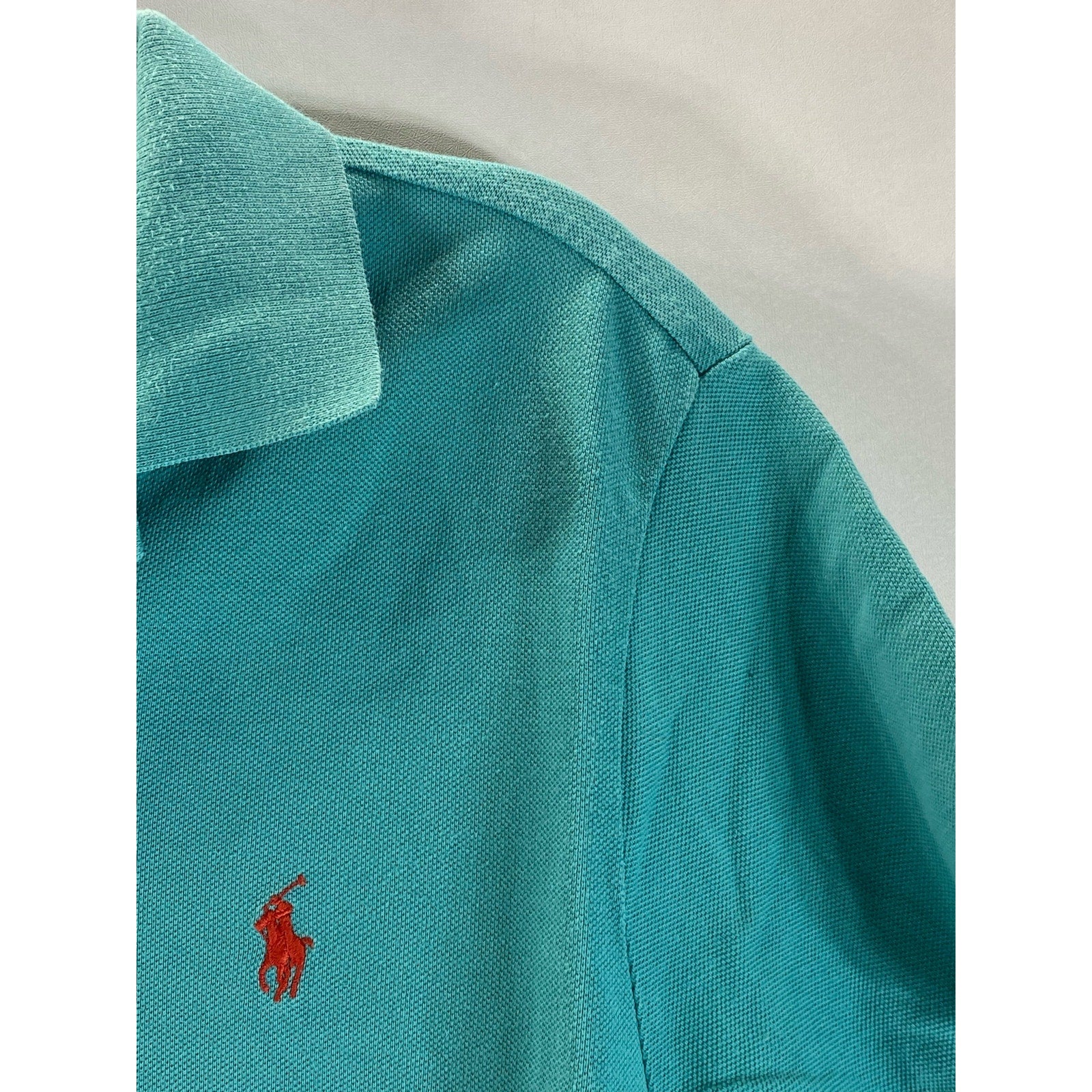 POLO BY RALPH LAUREN Men’s Teal Vintage Custom-Fit Short Sleeve Polo Shirt SZ L