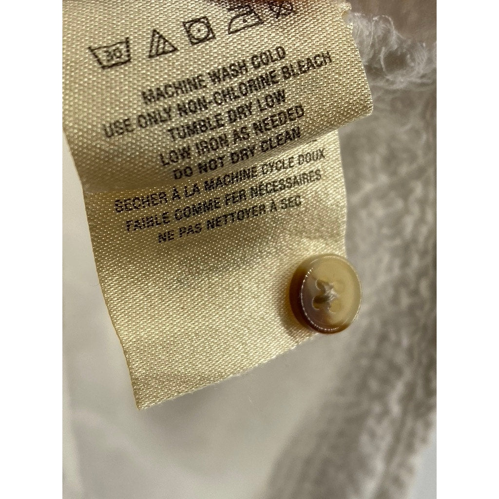 PILCRO AND THE LETTERPRESS Women's White Textured Half-Button Top SZ S