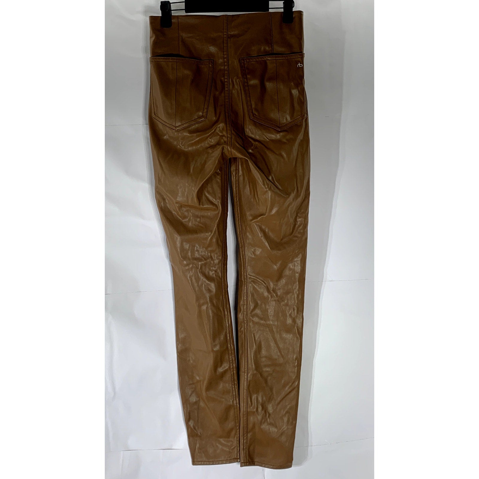 RAG & BONE Women’s Camel Brown Faux-Leather Nina Skinny Pull-On Pant SZ S