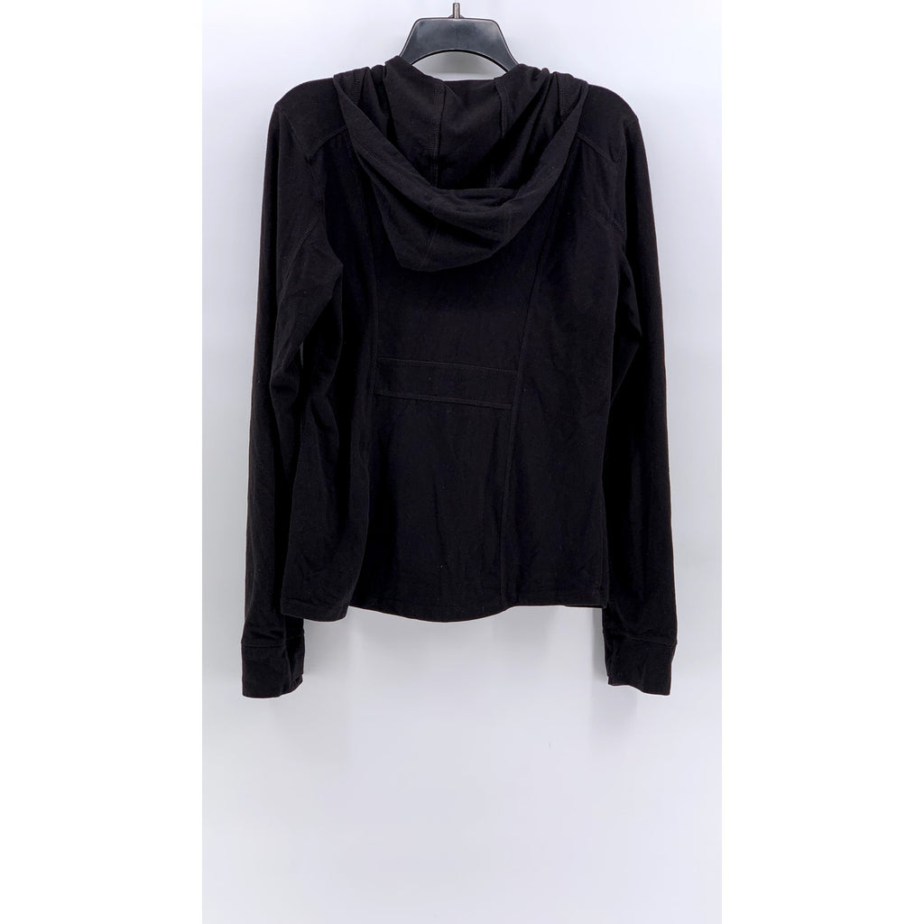 TEK GEAR Women's Black Zip-Up Hooded Essential Gear Sweater SZ M