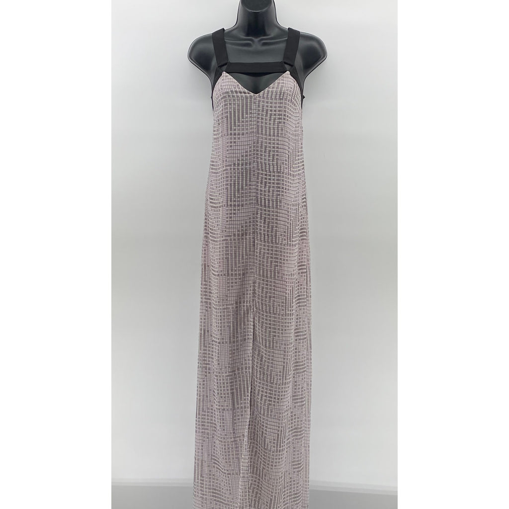 BCBGENERATION Women's Light Pink-Black Square-Print Cutout Maxi Dress SZ XXS