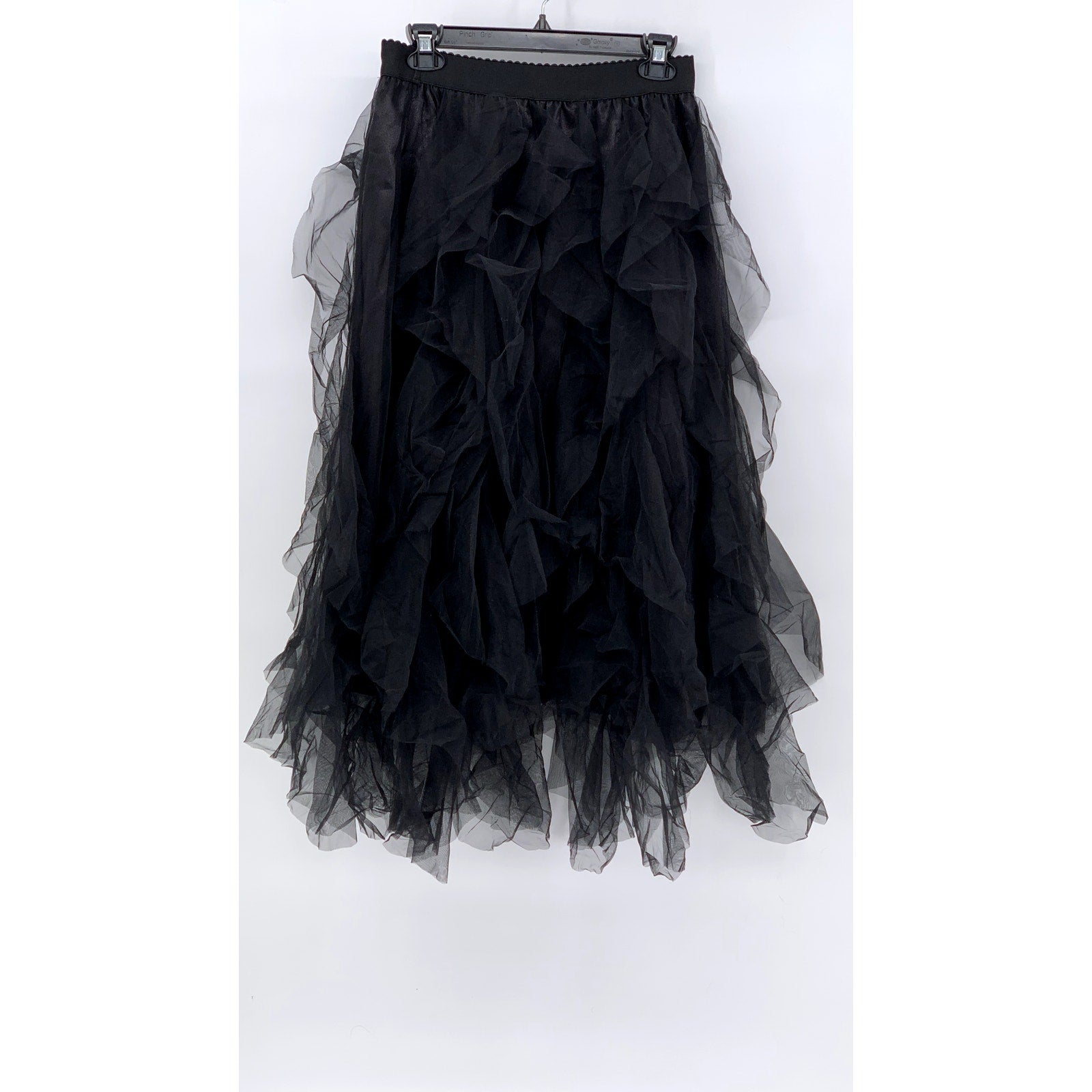 SHEIN Women's Black Sheer Tulle Layered Midi Skirt SZ 6