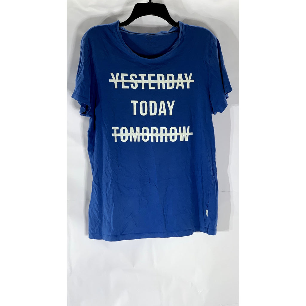 JACK JONES Men's Dark Blue "Yesterday Today Tomorrow" Logo Crewneck T-Shirt SZ L