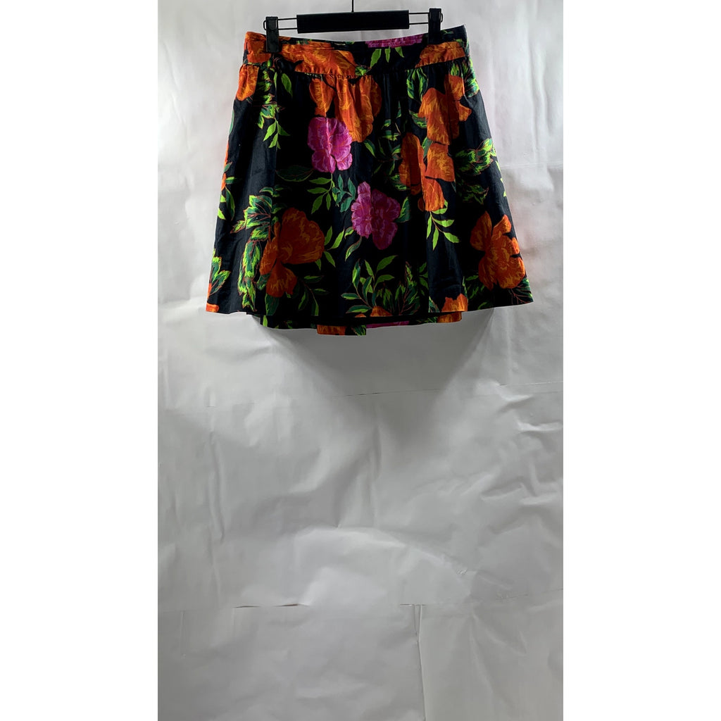 EXPRESS Women's Black Floral Print A-Line Mini Skirt SZ 6