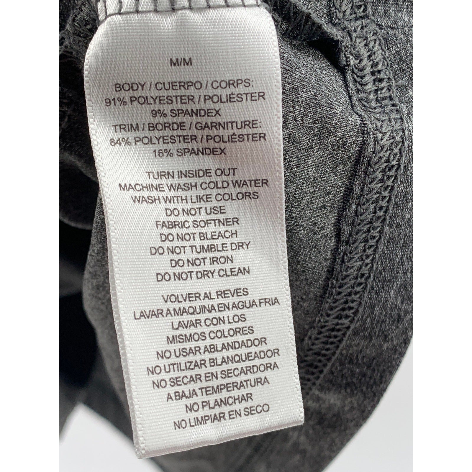 G By GOTTEX Women’s Charcoal Gray-Black Scoop-Neck Mesh Active Tank Top SZ M