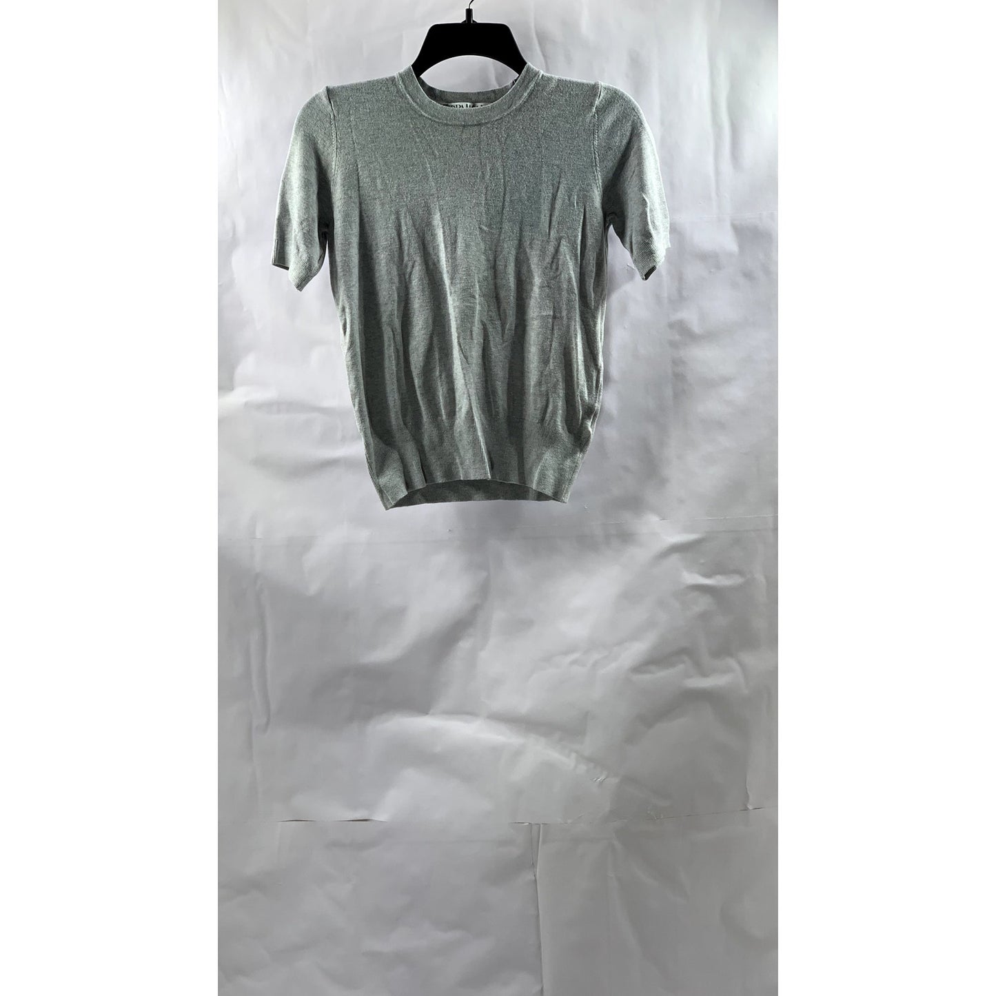 ZARA Women's Light Gray Crewneck Plain Knit Basic Short Sleeve Top SZ S