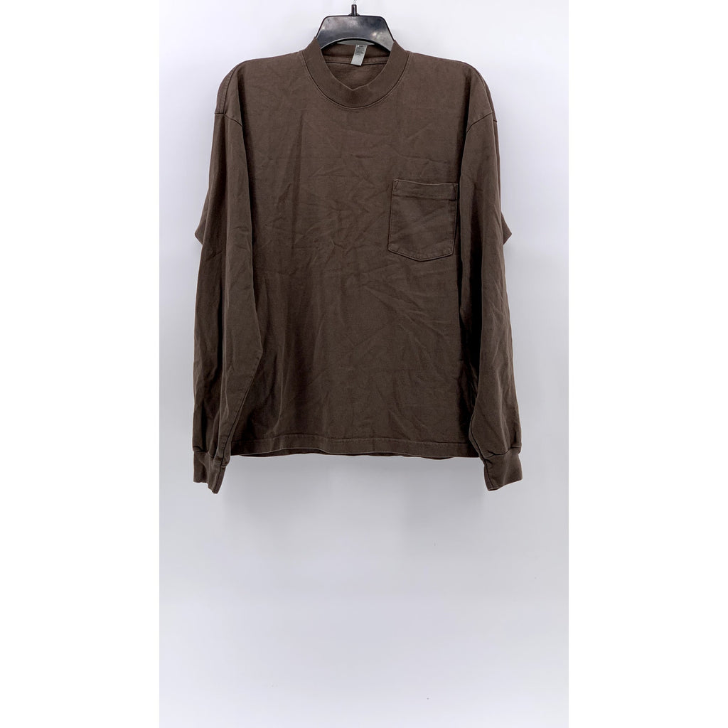 LOS ANGELES APPAREL Men's Brown Garment Dyed Long Sleeve T-Shirt SZ M