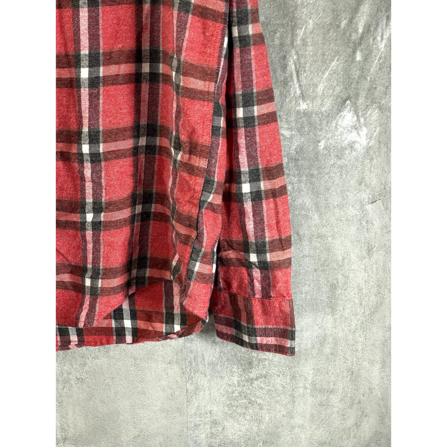 LUCKY BRAND Men's Red Plaid Humboldt Workwear Button-Up Long Sleeve  Shirt SZ L