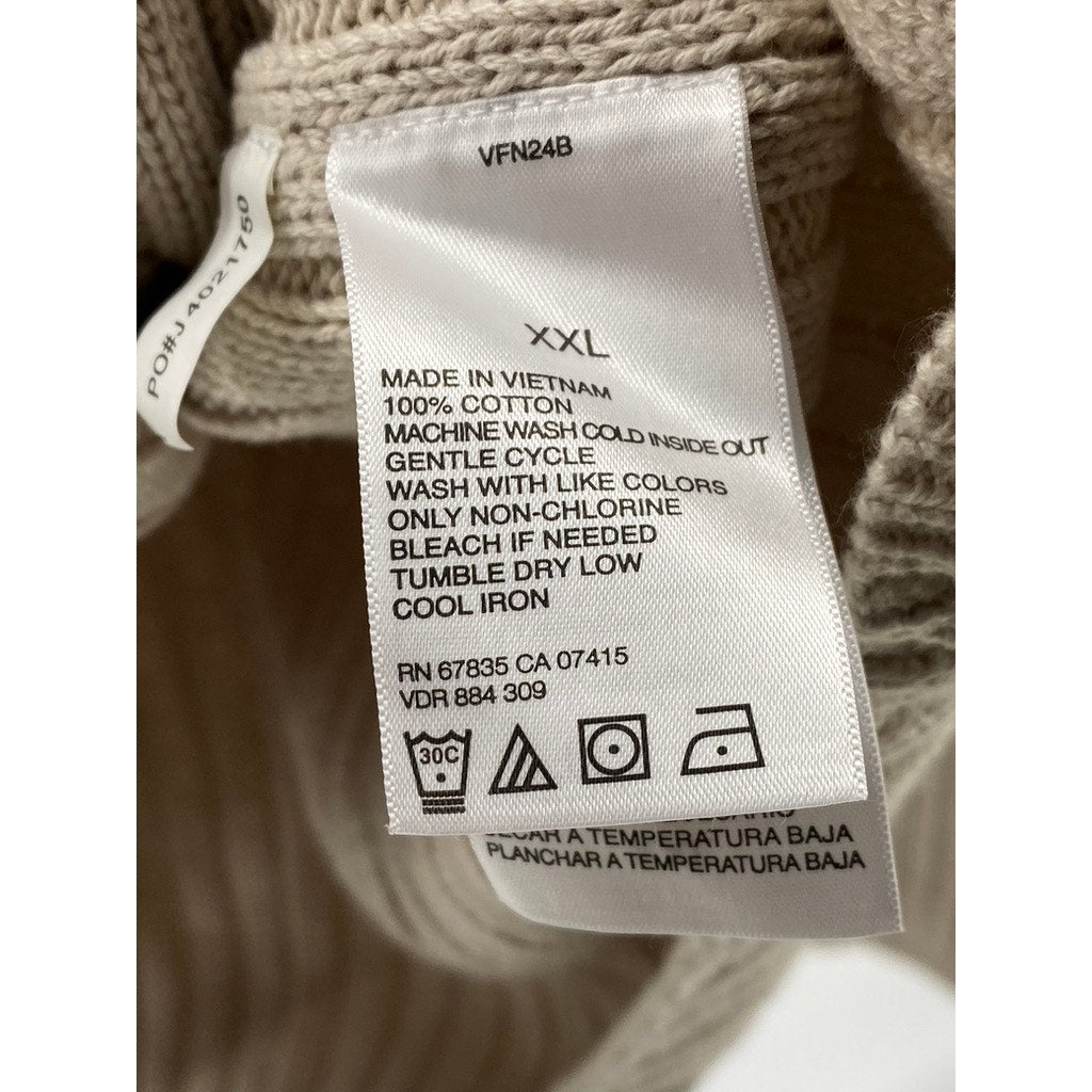 NÁUTICA JEANS CO. Men’s Vintage Beige Ribbed Quarter-Zip Knit Sweater SZ XXL