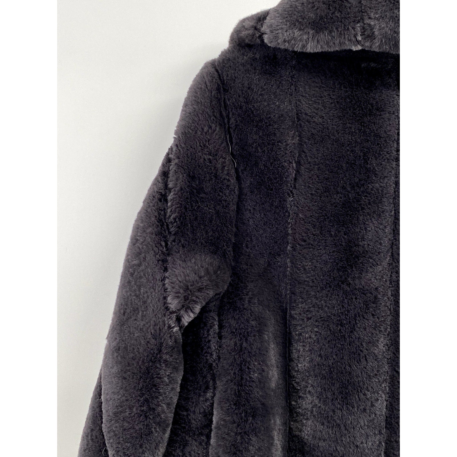 JONES NEW YORK Women's Gray Faux Fur Open Front Coat SZ S