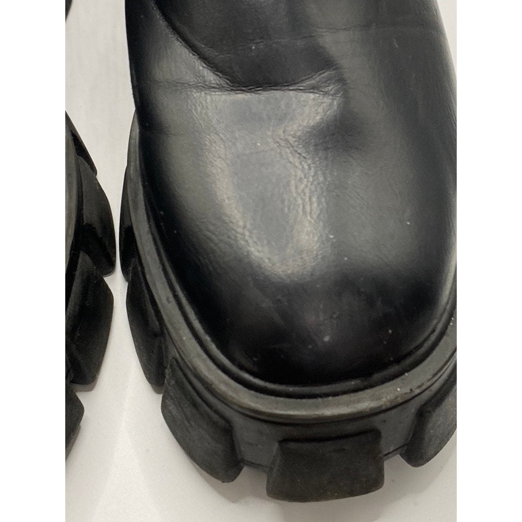 ASOS Women's Black Faux-Leather Lug-Sole Round-Toe Chelsea Ankle Boots SZ 6